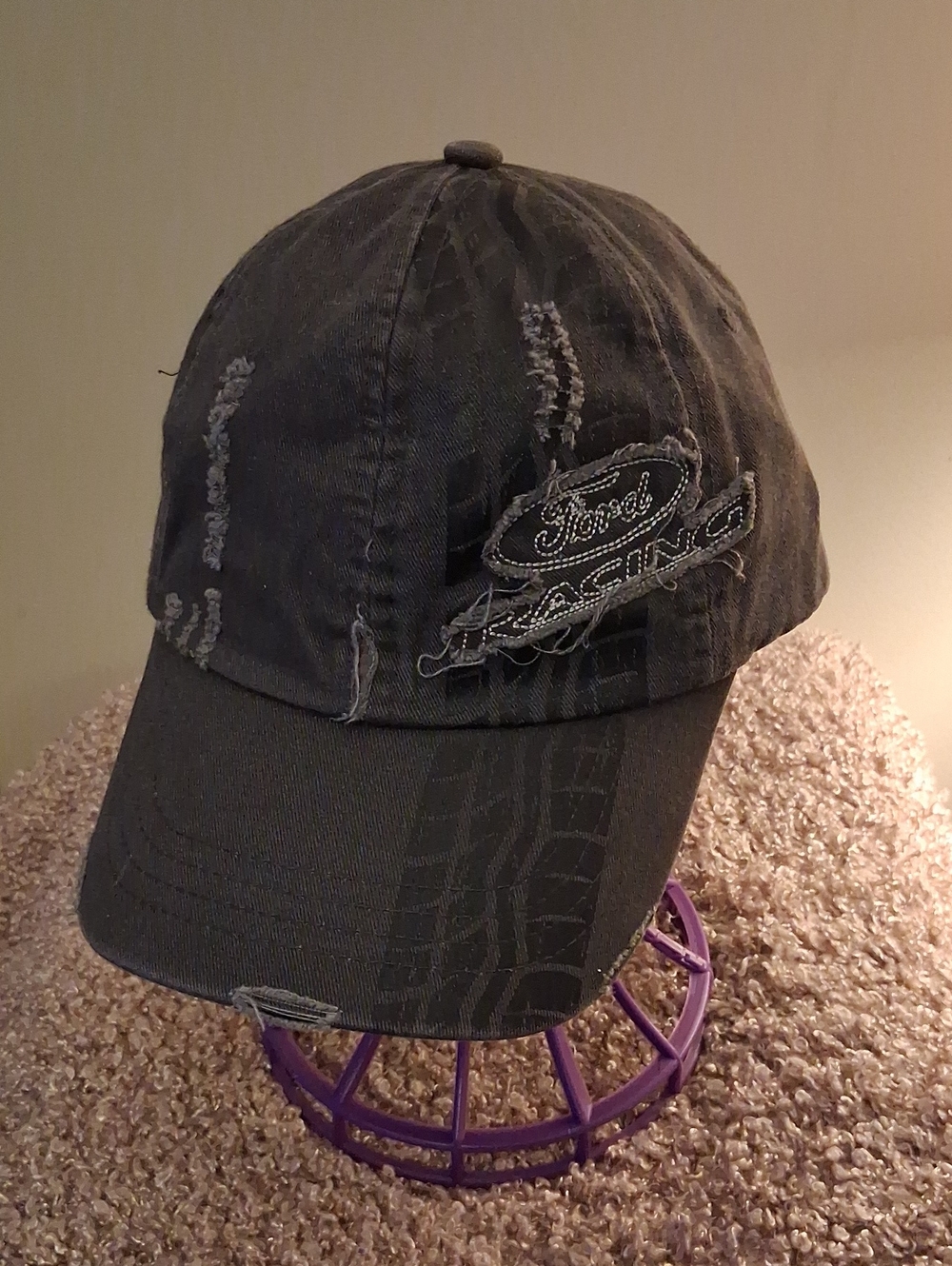 Ford Black Distressed Racing Cap